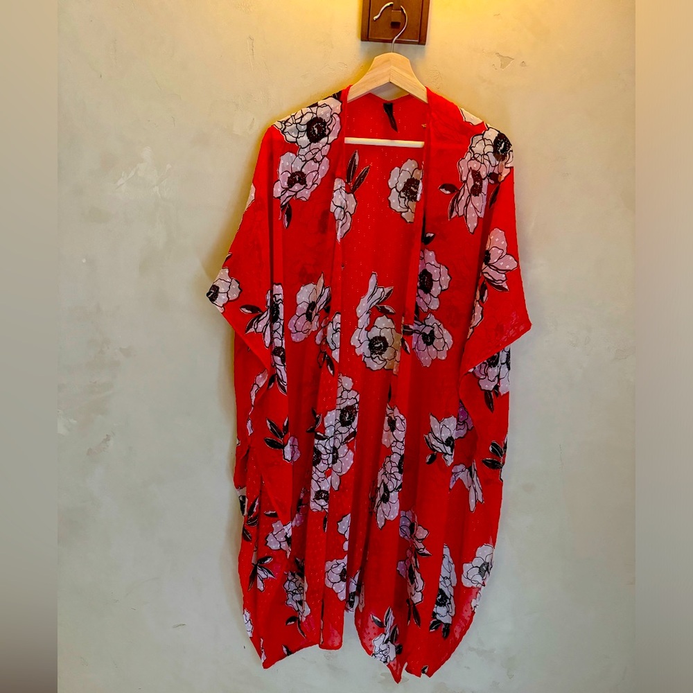 Lane Bryant Sheer Floral Open Kimono
